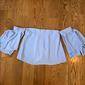 LIGHT BLUE OFF THE SHOULDER BLOUSE SIZE L